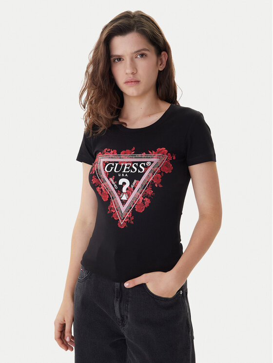 Guess T-Shirt W6RI23 J1314 Czarny Regular Fit