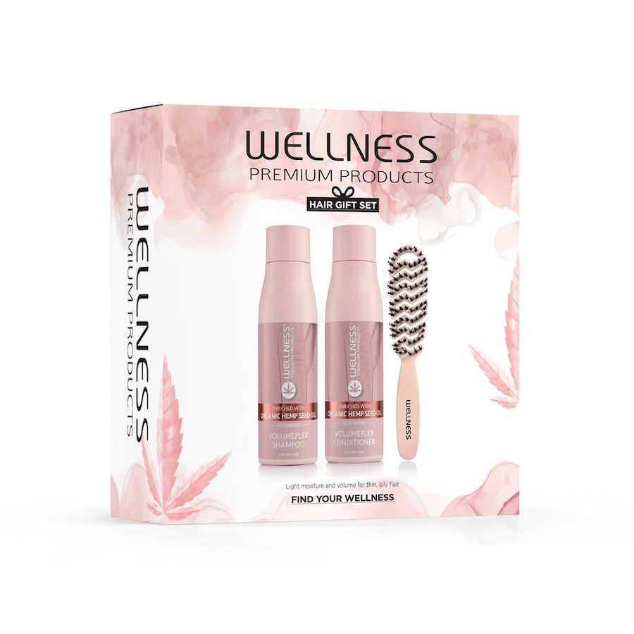 Wellness WELLNESS PREMIUM PRODUCTS zestaw VolumePLEX (szampon 500ml, odżywka 500ml, szczotka różowa mała) Zestawy do pielęgnacji włosów 1 ct