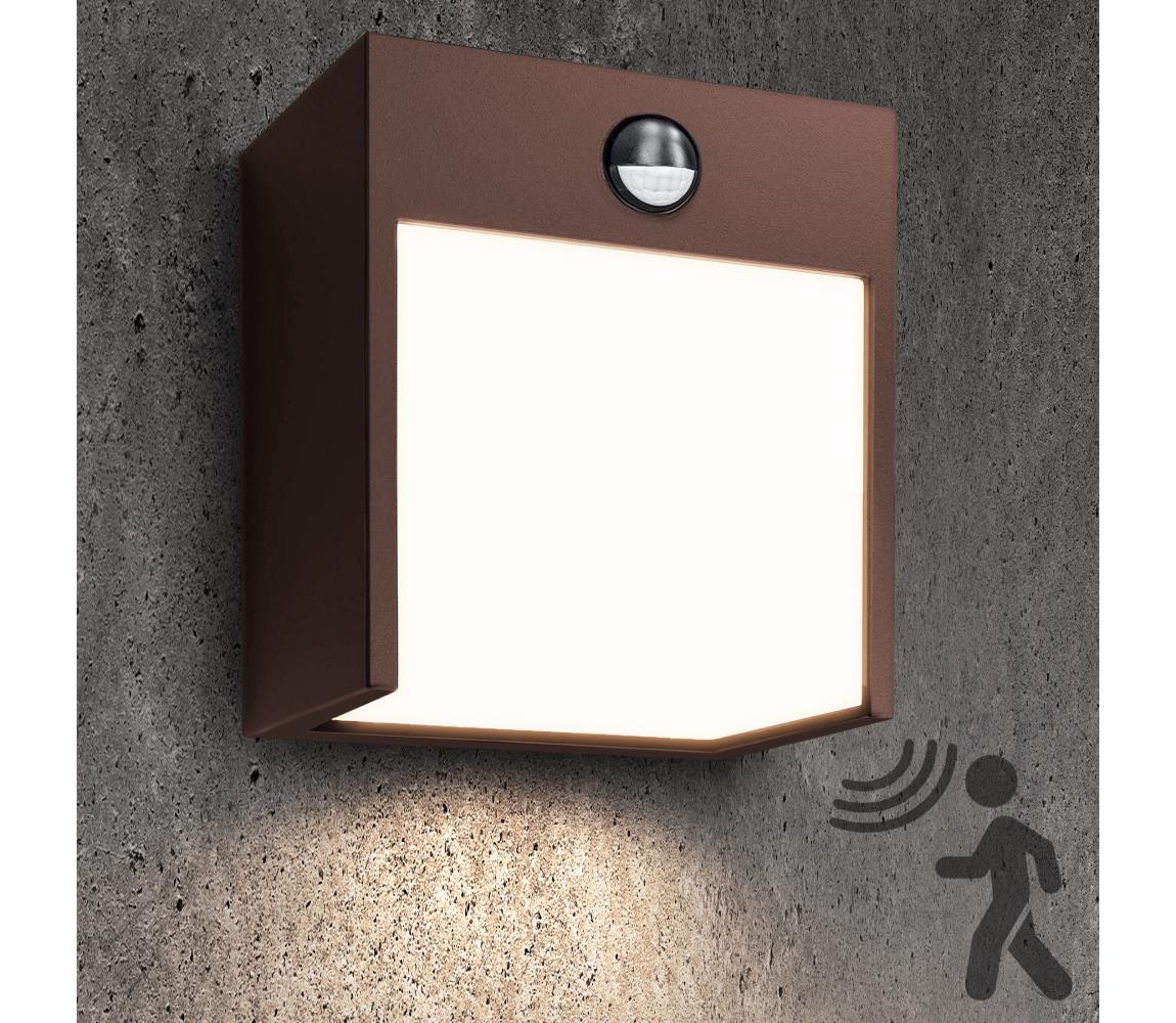 Brilagi-LED Kinkiet zewnętrzny TERNI z czujnikiem LED/12W/230V, brązowy, IP44