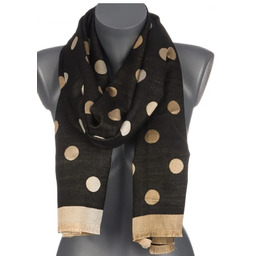 Szalik damski szal błyszczący jesień zima DWUSTRONNY W GROCHY ST-28-1 czarny