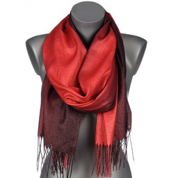 Szalik damski szal błyszczący ZŁOTA NITKA z frędzlami NA PREZENT AX-120-6 czerwony