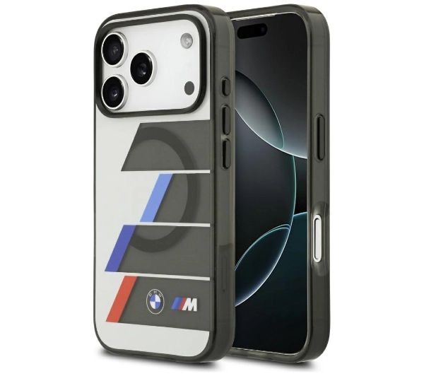 BMW M IML Metal Buttons Tricolor Lines MagSafe do iPhone 17 Pro Max Antracyt
