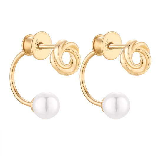 Złote kolczyki z węzełkami i perłami SWAROVSKI CRYSTAL