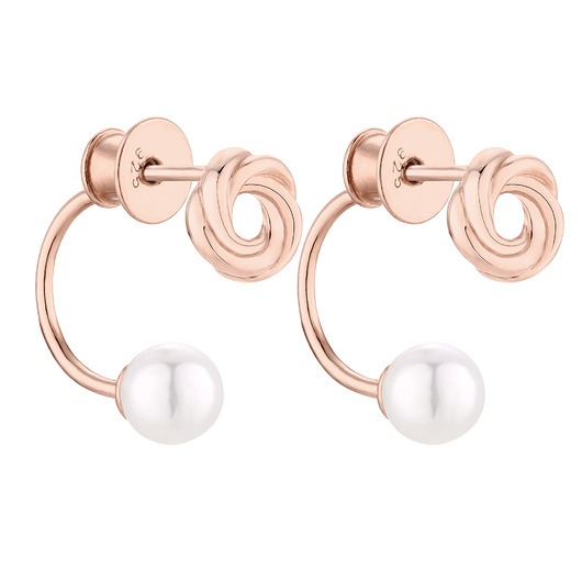 Kolczyki z węzełkami z różowego złota z perłami SWAROVSKI CRYSTAL