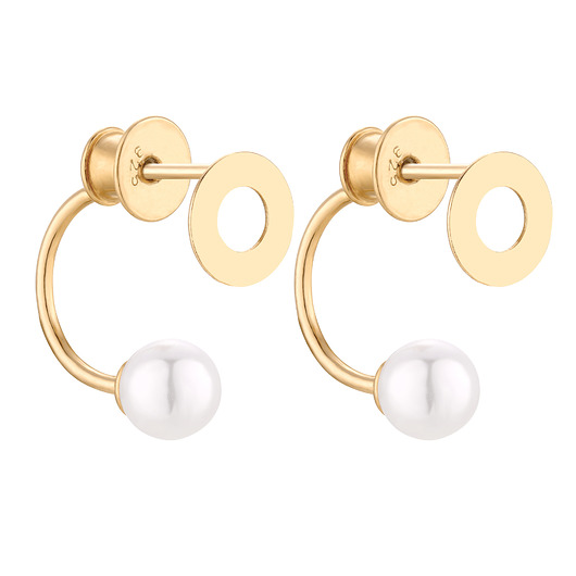 Złote kolczyki z kółkami i perłami SWAROVSKI CRYSTAL