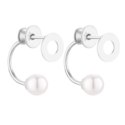 Srebrne kolczyki z kółkami i perłami SWAROVSKI CRYSTAL