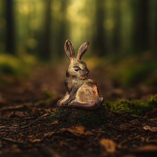 Broszka srebrna z zajączkiem brązowym