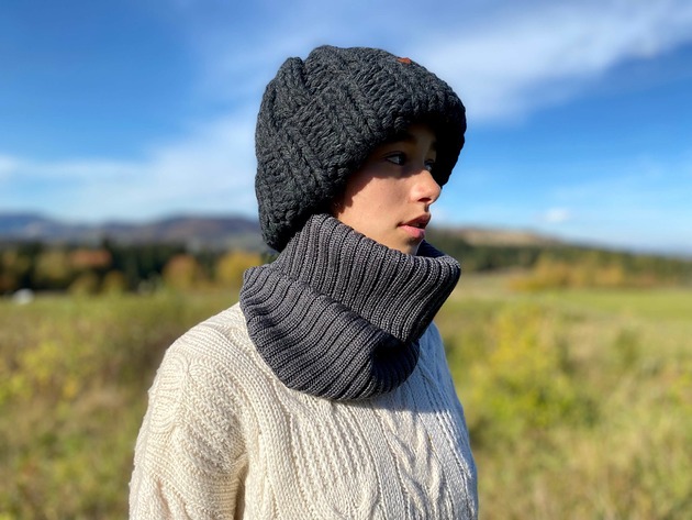 Komin merino w prążki Soft Snood - Antracyt