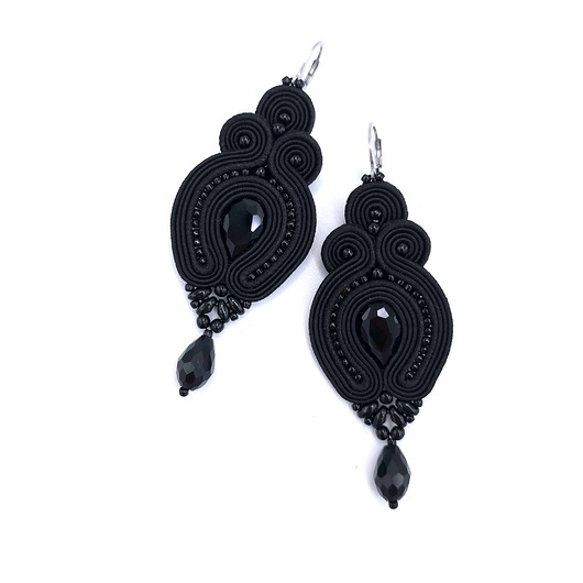 Kolczyki sutasz czarne Verra eleganckie wieczorowe z kryształkami