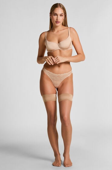 Hunkemöller Pończochy Samonośne 15 Den Second Skin Beżowy