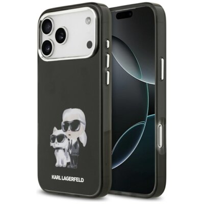 Etui KARL LAGERFELD IML Aquarelle Karl & Choupette & Logo MagSafe do Apple iPhone 17 Pro Czarny