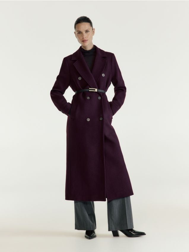 Reserved - Płaszcz z wełną Bellandi - burgundowy