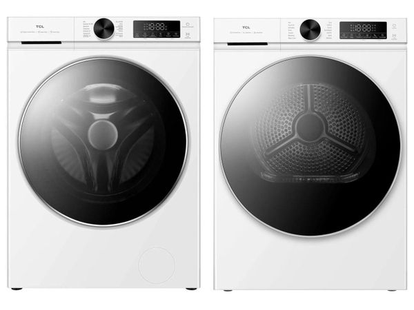 Pralka TCL FP0944WA0PL 9 kg 1400 obr Programy z parą Oświetlenie bębna + Suszarka TCL DP0844WE0PL 8kg z pompą ciepła