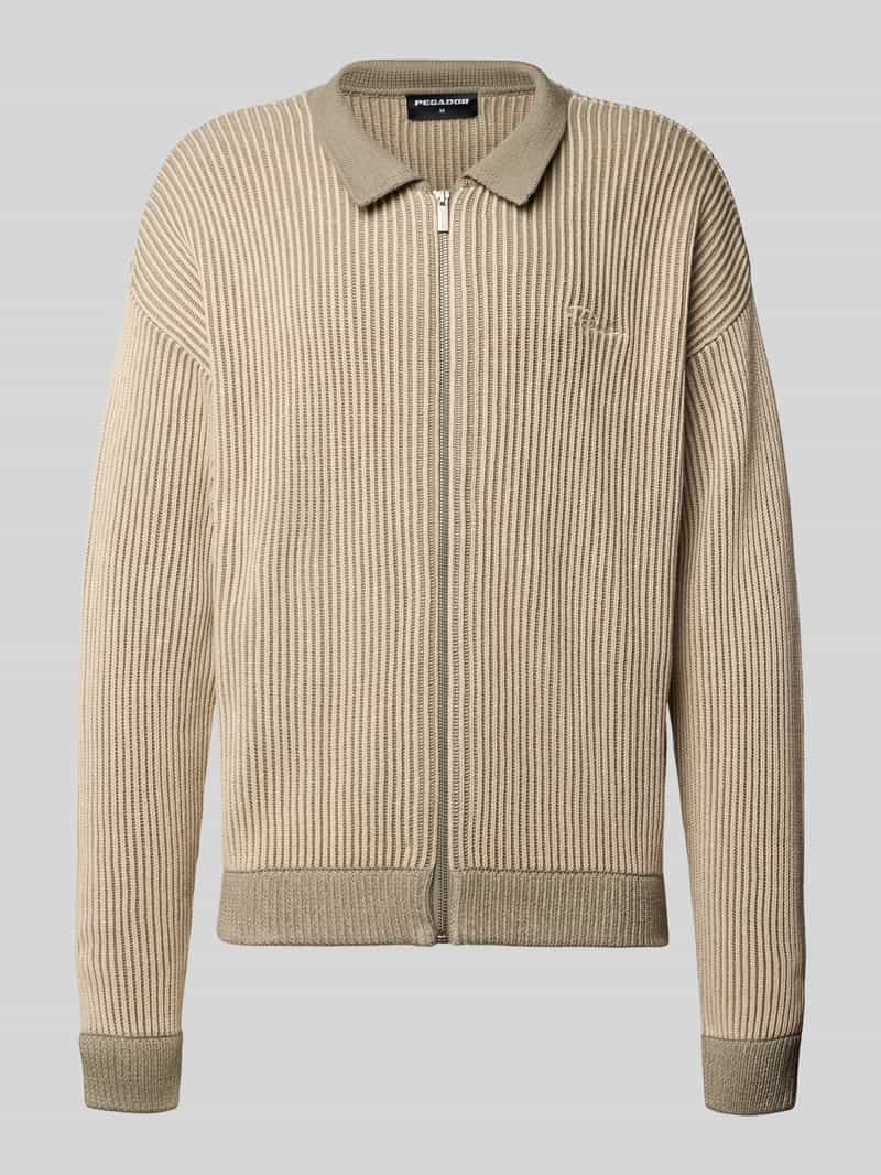 Kurtka z dzianiny z wykładanym kołnierzem i wyhaftowanym logo