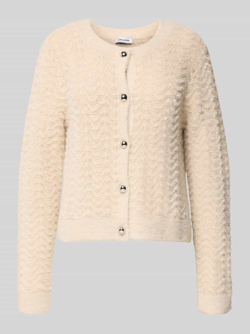 Kurtka z dzianiny z okrągłym dekoltem i listwą guzikową