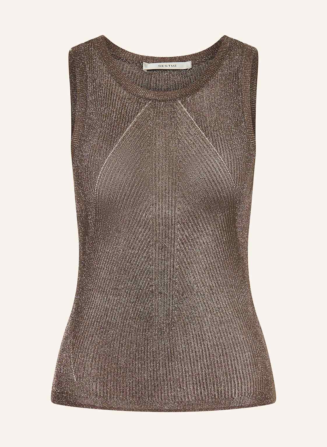 Gestuz Top Z Dzianiny Gzsilvi Z Błyszczącą Przędzą silber