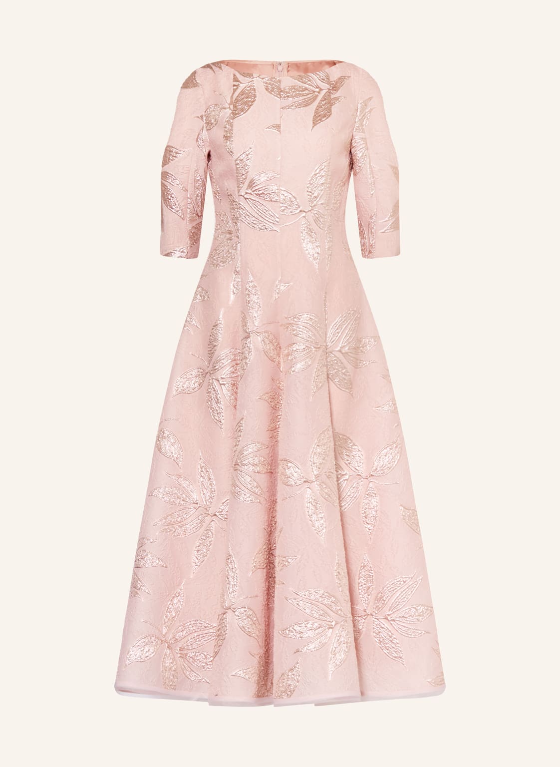 Talbot Runhof Sukienka Koktajlowa Z Żakardu Z Rękawami 3/4 rosa