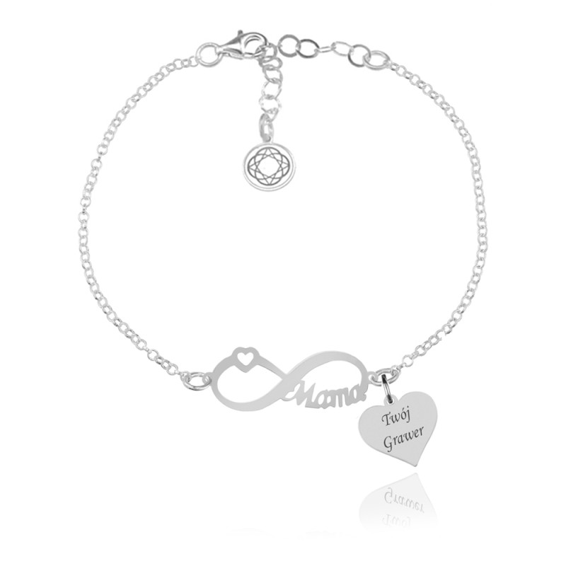 Bransoletka ze Srebra pr. 925 - Mama i Serce, Grawer