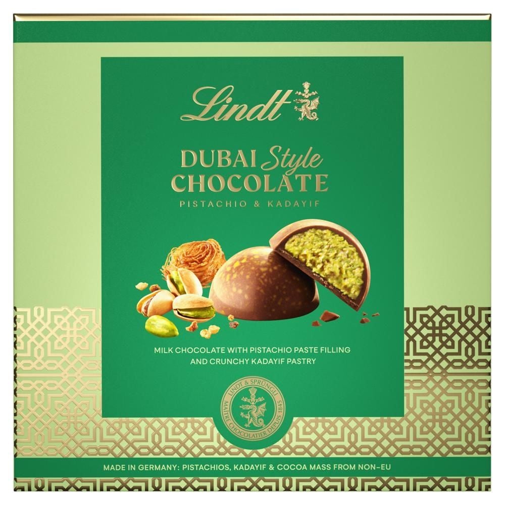 Lindt Dubai Style Czekolada mleczna z nadzieniem z pasty pistacjowej oraz ciasta kadyif 90 g