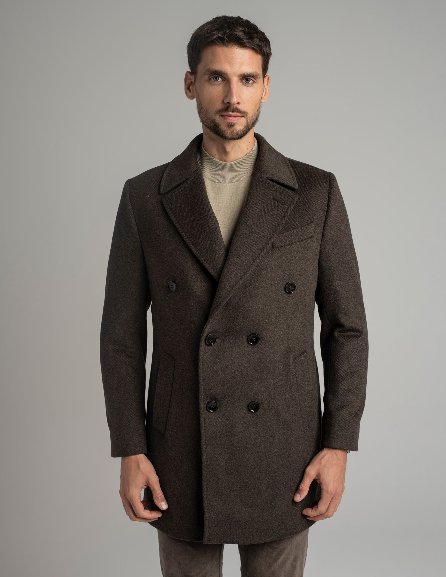 Płaszcz dwurzędowy sortino brązowy (br2)