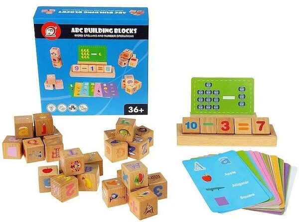 Klocki drewniane i karty edukacyjne