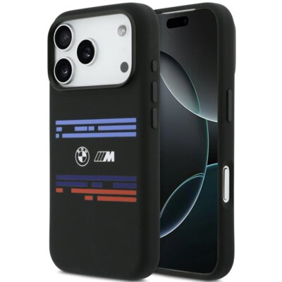Etui BMW M Silicon Horizontal Line MagSafe do Apple iPhone 17 Pro Czarny
