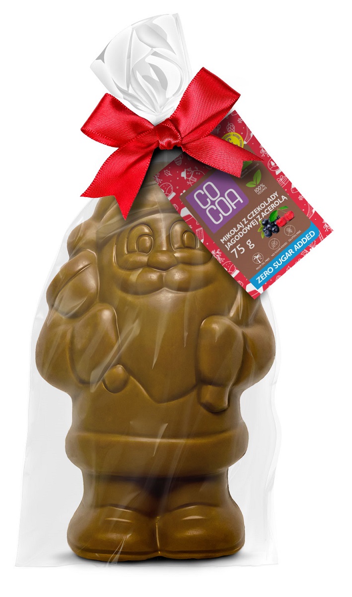 Mikołaj z czekolady jagodowej z witaminą c z aceroli bez dodatku cukru bio 75 g - CoCoa