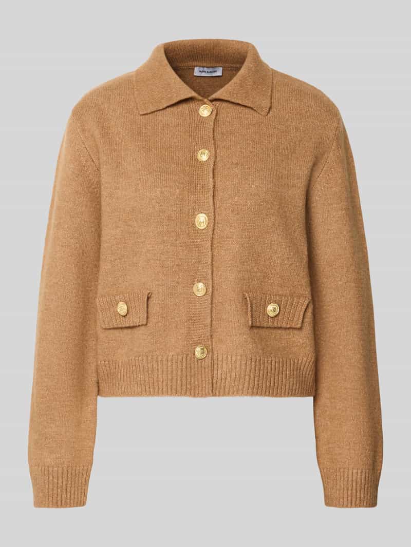 Kurtka z dzianiny z wykładanym kołnierzem i listwą guzikową