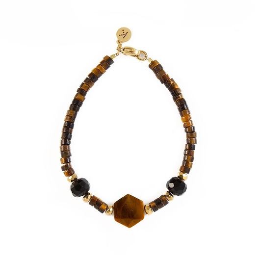 Bransoletka z brązowych kamieni odwagi - Wersja Pozłacana