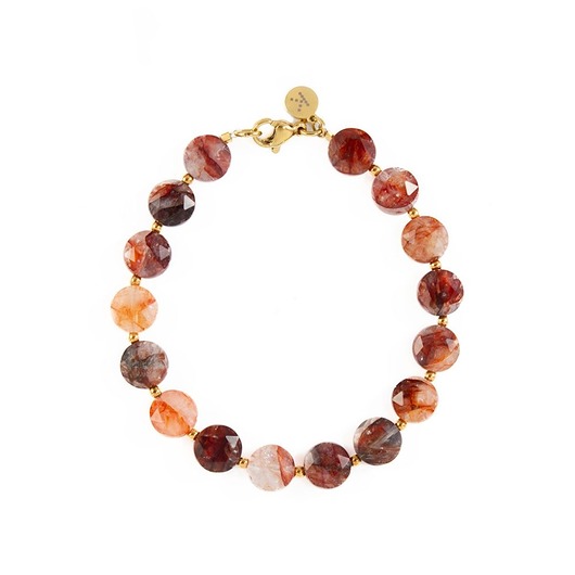 Bransoletka z bordowych kamieni miłości - Wersja Pozłacana