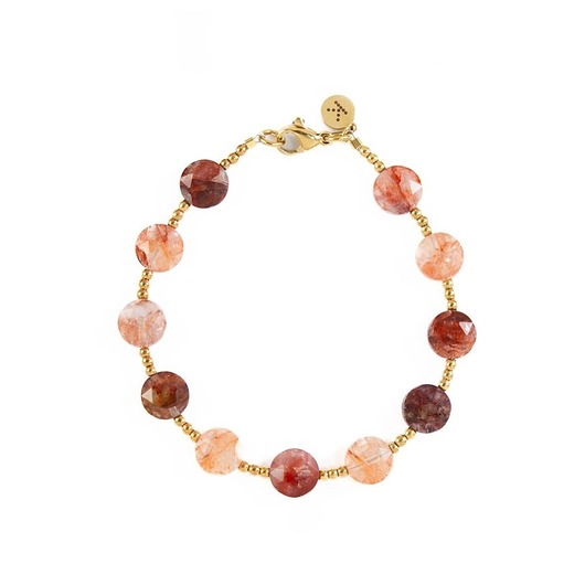 Bransoletka z bordowych kamieni miłości II - Wersja Pozłacana