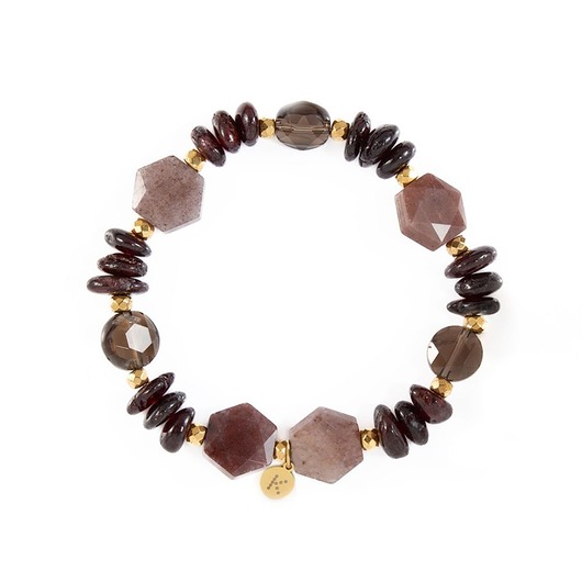 Bransoletka w bordowo brązowej tonacji - Wersja Pozłacana