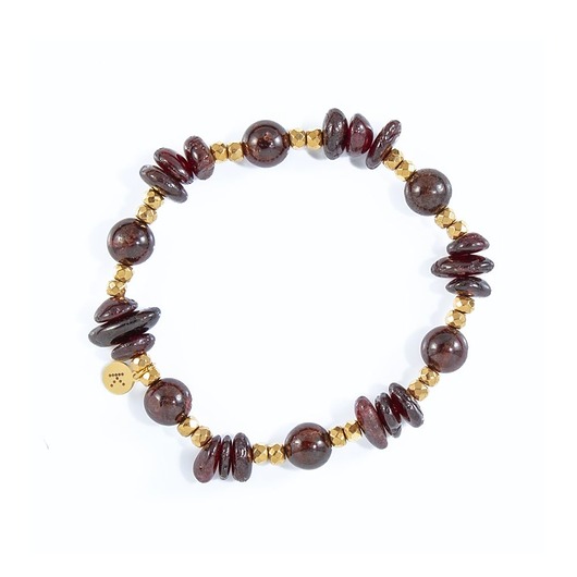 Bransoletka z bordowych kamieni - Wersja Pozłacana