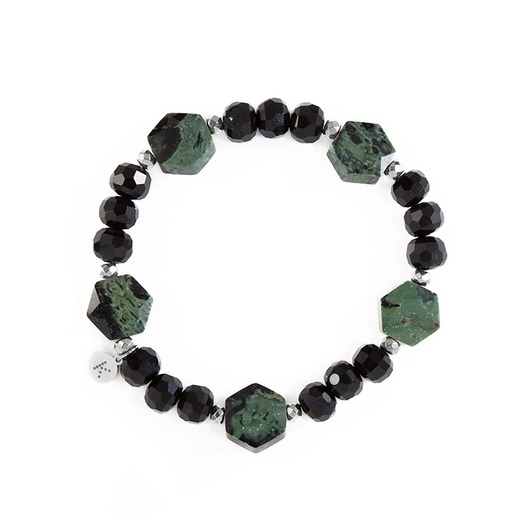 Bransoletka z eleganckim zielonym Jaspisem - Wersja Srebrna