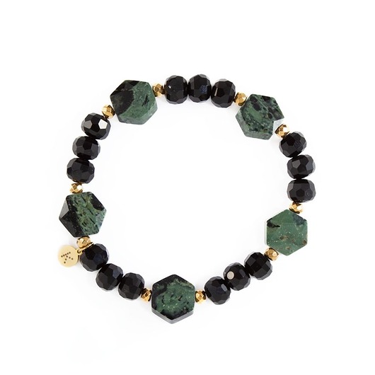 Bransoletka z eleganckim zielonym Jaspisem - Wersja Pozłacana