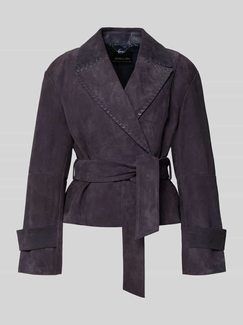 Kurtka skórzana z wiązanym paskiem