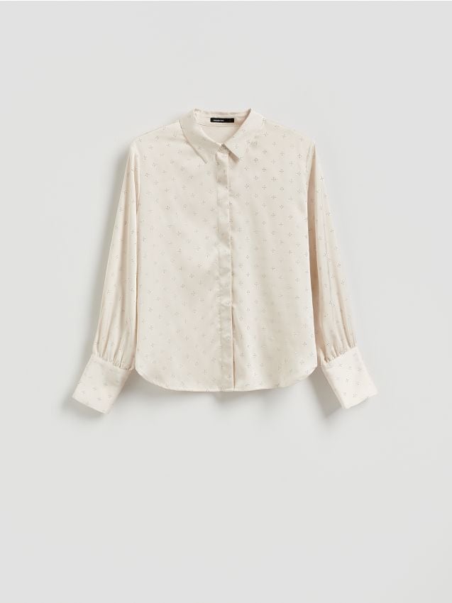 Reserved - Koszula ze strasem - złamana biel