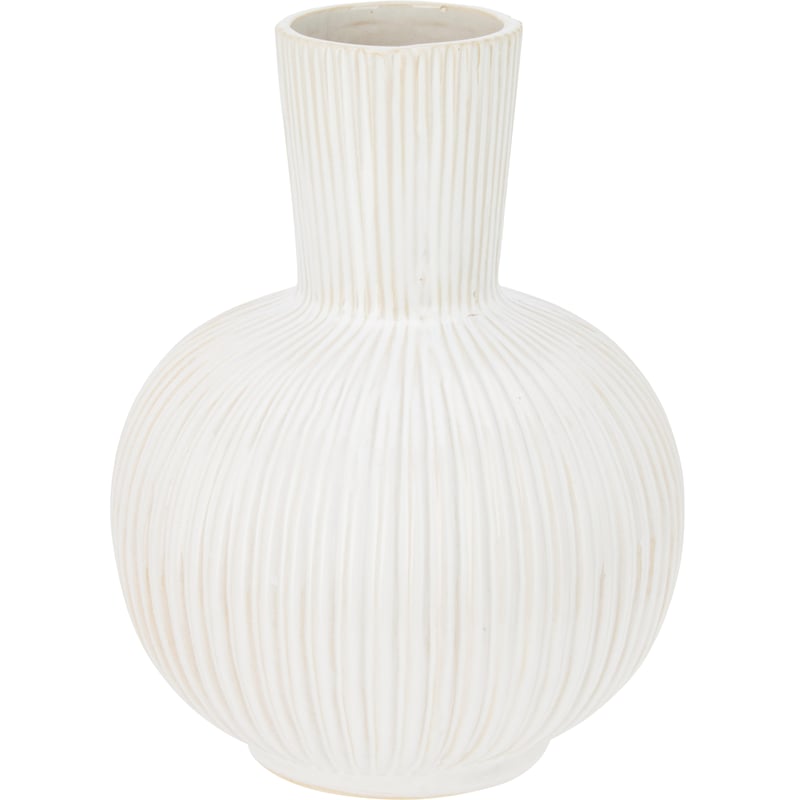 Wazon ceramiczny biały ryflowany wys. 21 cm