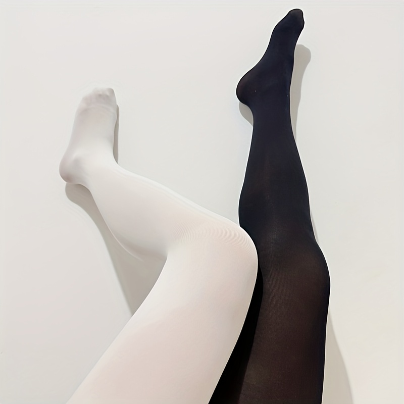 TEMU 1 Para Eleganckich Asymetrycznych Dwukolorowych Rajstop Jumbo dla Kobiet - Pełna Noga Czarno-Białe Ombre Przezroczyste Rajstopy (Rozmiar 20/D),