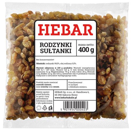 HEBAR RODZYNKI SUŁTANKI 400G