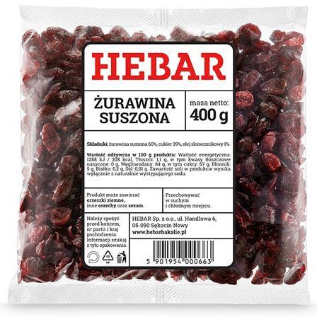 HEBAR ŻURAWINA SUSZONA 400G