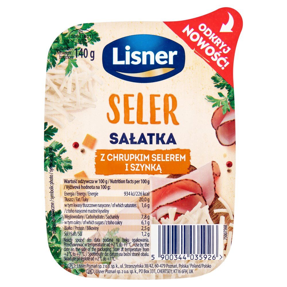 Lisner Sałatka z chrupkim selerem i szynką 140 g