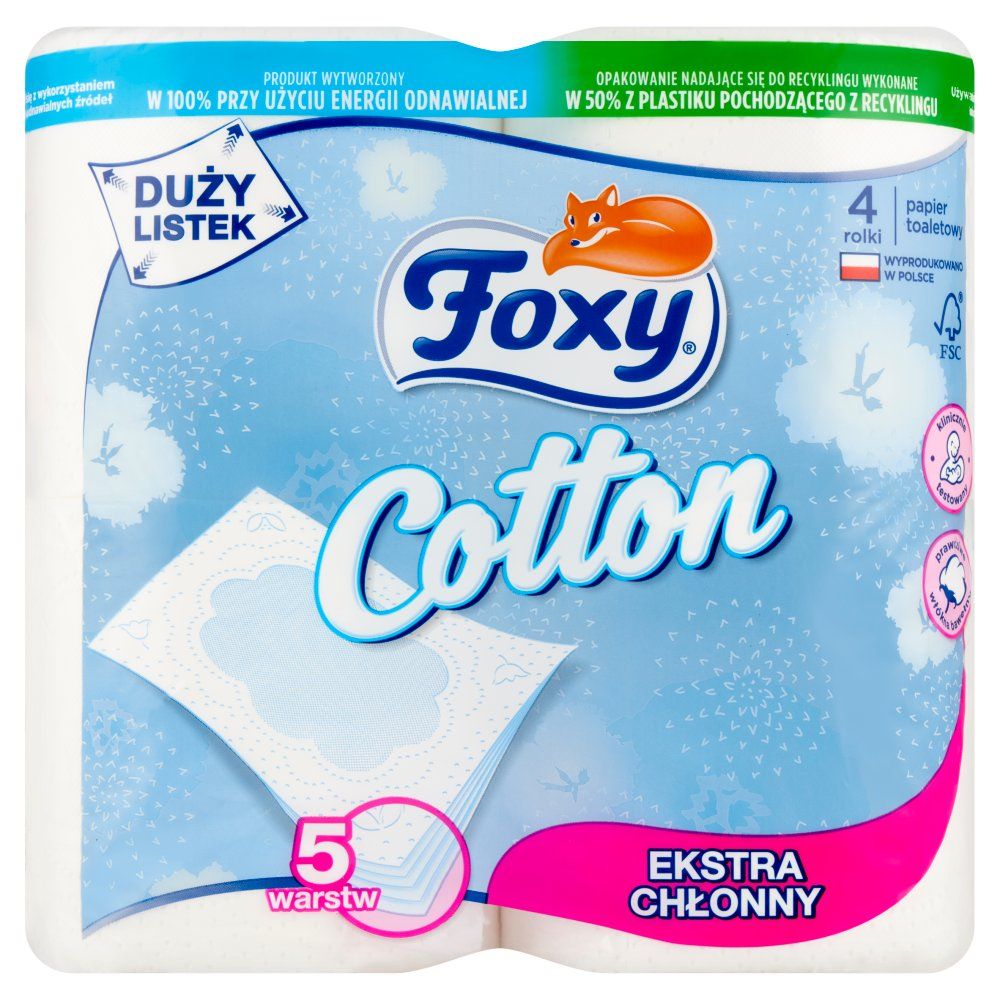 Foxy Cotton Papier toaletowy 4 rolki