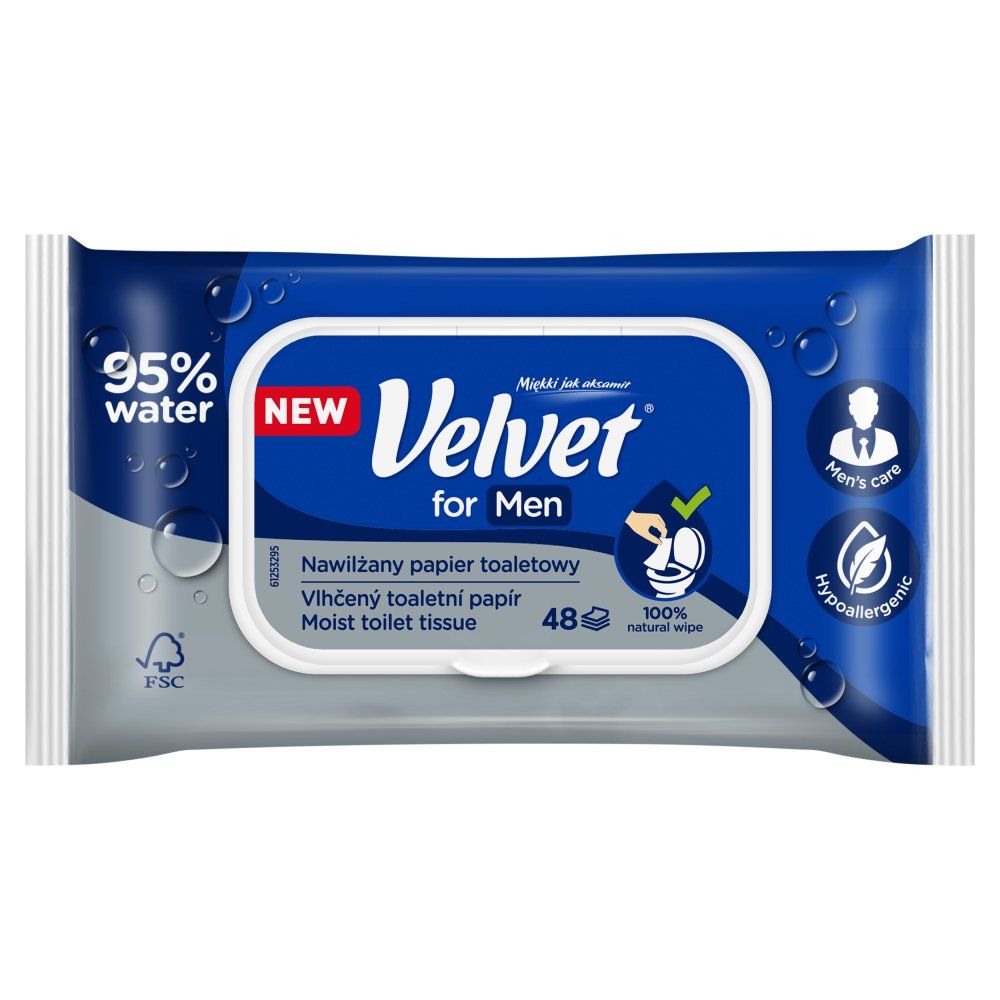 Velvet for Men Nawilżany papier toaletowy 48 sztuk