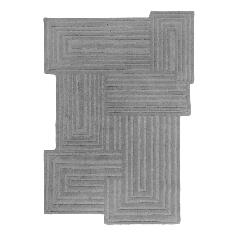 Szary wełniany dywan tkany ręcznie 160x230 cm Zen Rectangles – Flair Rugs