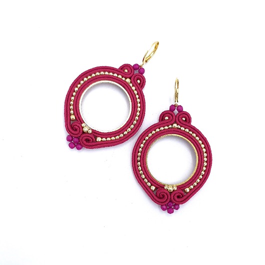 Kolczyki sutasz różowe kółka Jolly lekkie okrągłe romantyczne