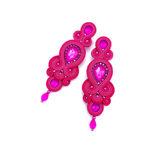 Kolczyki sutasz różowe Keira wieczorowe eleganckie z kryształkami