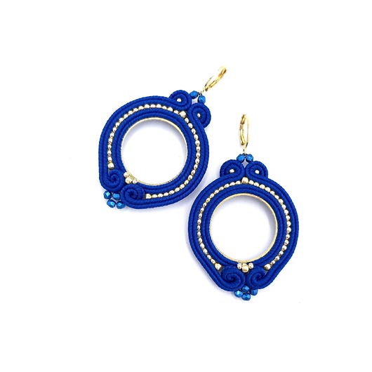 Kolczyki sutasz chabrowe kółka Jolly lekkie okrągłe romantyczne