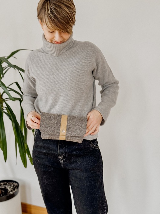 Marmollada - torebka filcowa mała SZAROBRĄZOWA + b