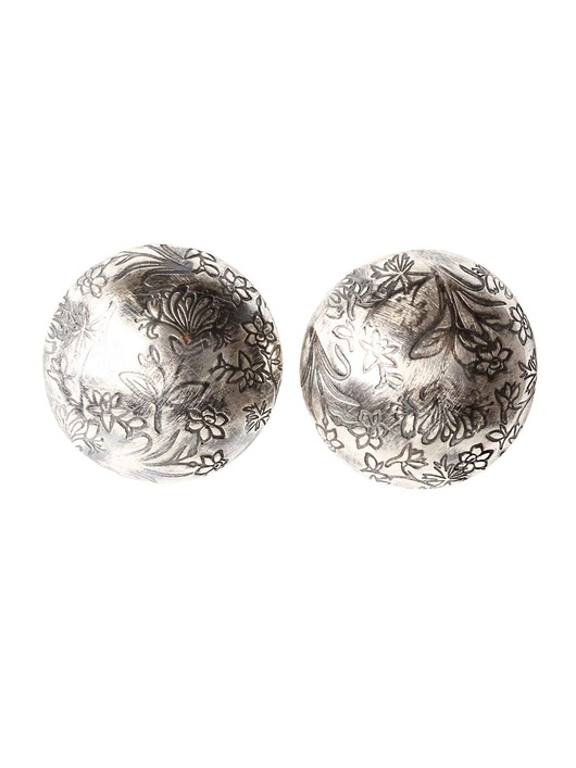 Duże kolczyki - klipsy z kwiatową fakturą oksydowane